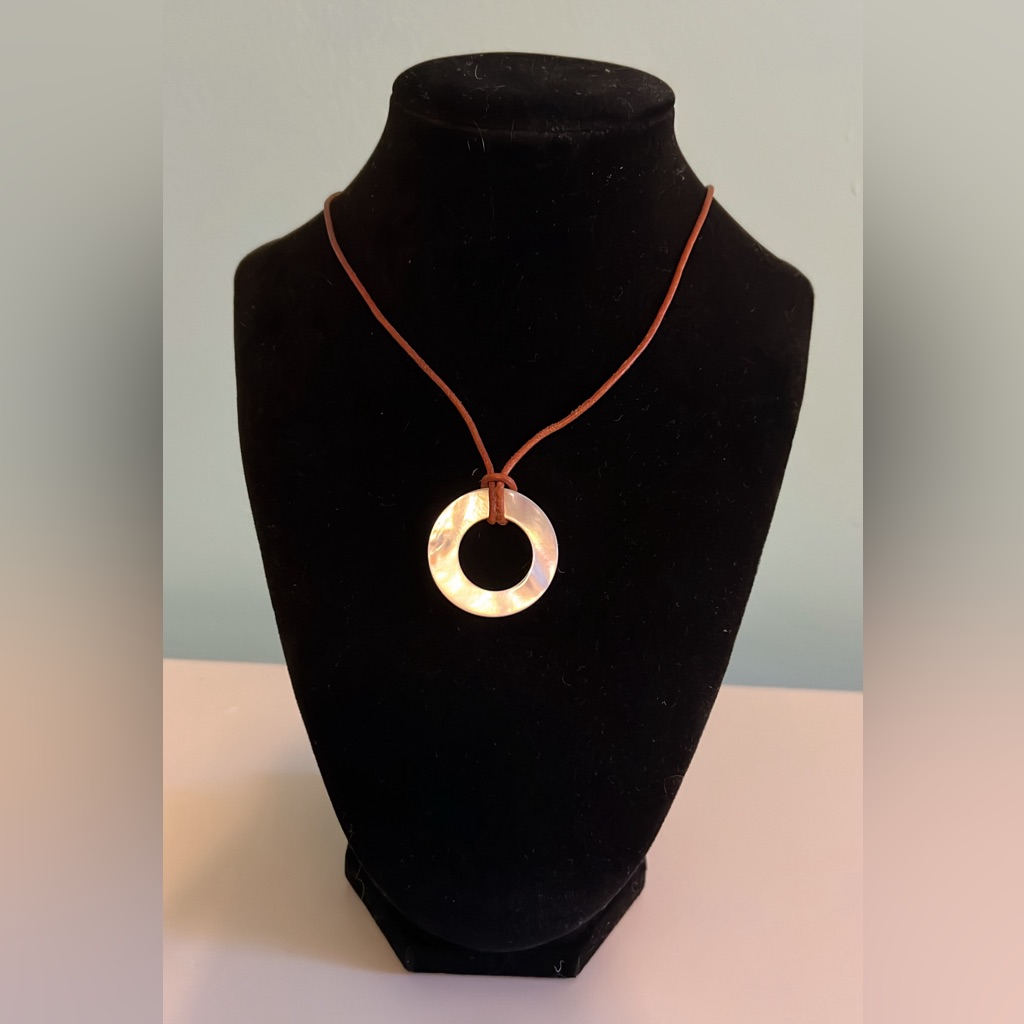 Vintage American Eagle Leather & Shell Necklace
